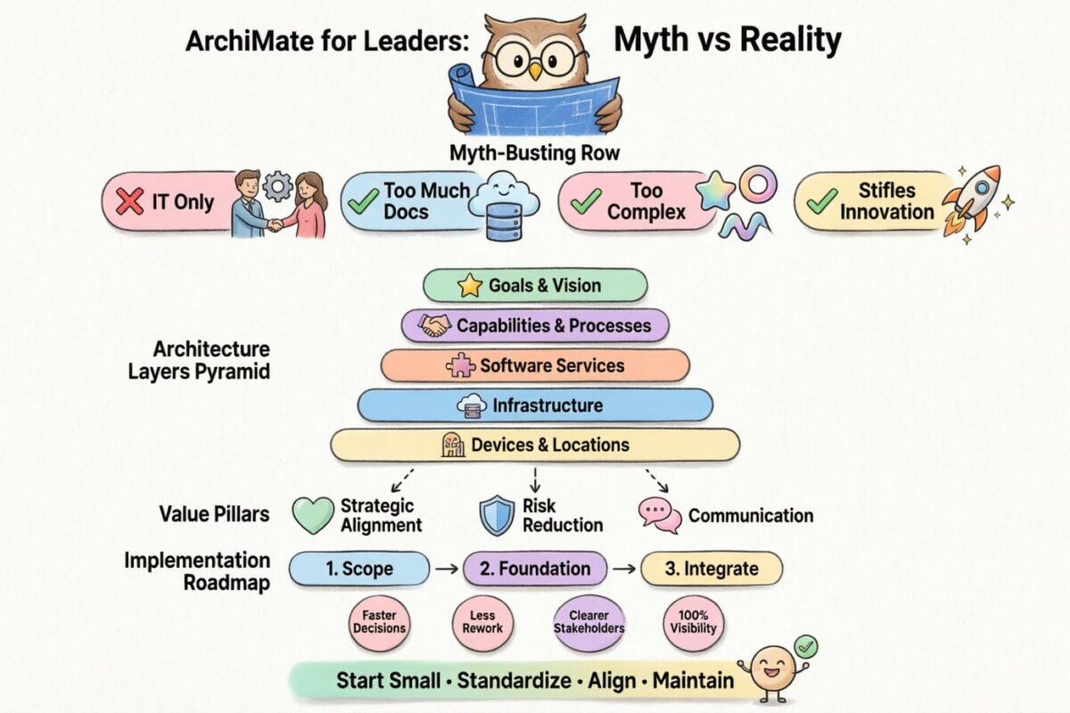 Mythendebunkung von ArchiMate: Unterscheidung von Hype und praktischem Nutzen für Führungskräfte Mythendebunkung von ArchiMate: Unterscheidung von Hype und praktischem Nutzen für Führungskräfte