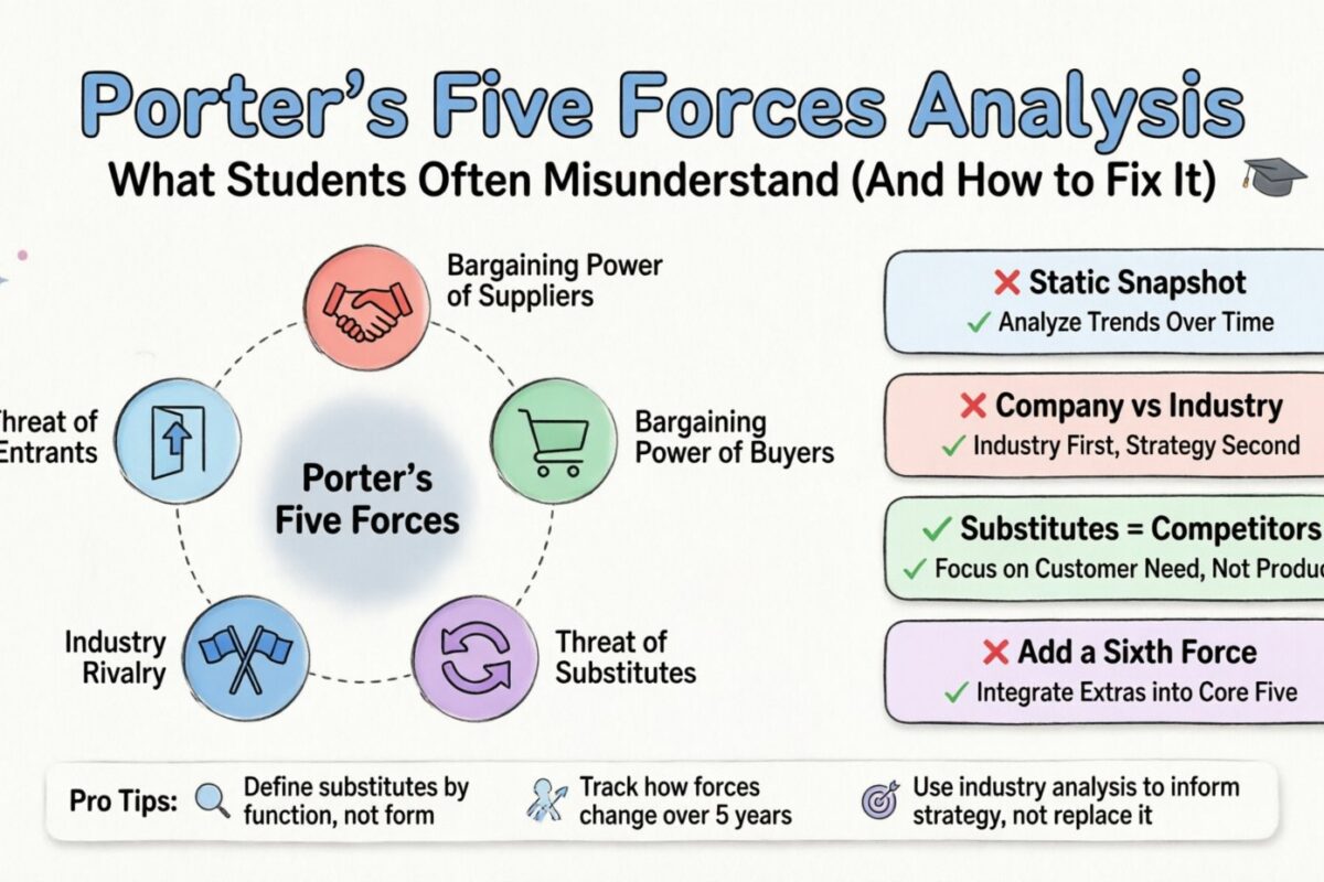 Porter-Fünf-Kräfte-Analyse: Was Studierende oft missverstehen (und wie man es beheben kann)