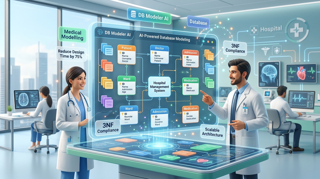 Estudo de Caso: Transformando o Design de Banco de Dados Hospitalares com Ferramentas de Modelagem Inteligentes com IA Estudo de Caso: Transformando o Design de Banco de Dados Hospitalares com Ferramentas de Modelagem Inteligentes com IA