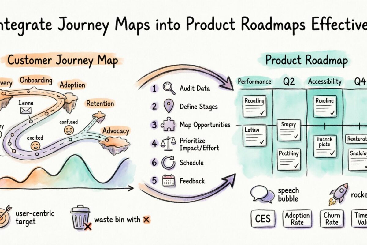 Integre mapas da jornada do cliente em roadmaps de produtos de forma eficaz Integre mapas da jornada do cliente em roadmaps de produtos de forma eficaz